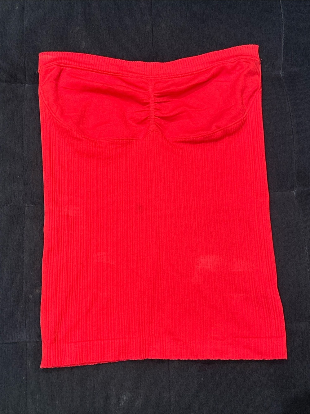 Seamless Strapless Ribbed Tube Top - Red
